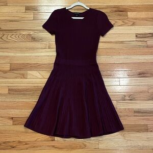 Ann Taylor Burgundy Ribbed Knit Dress